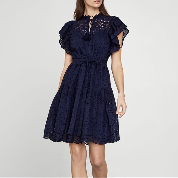 BCBGMaxAzria Eyelet Ruffle Dress -Pacific Blue New - Picture 5 of 12
